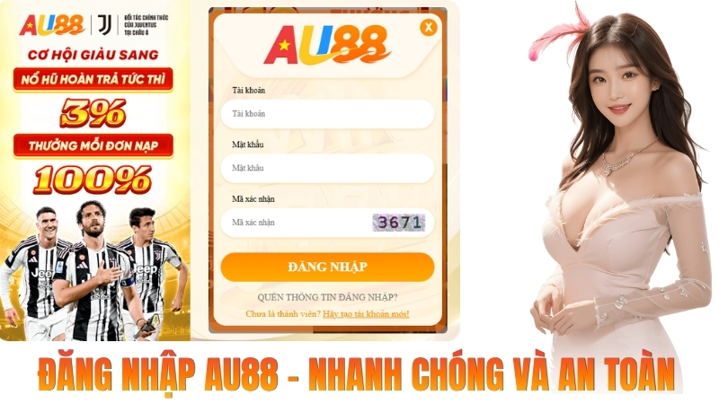 Giao diện đăng nhập AU88 và các trường xác thực Ảnh minh họa giao diện đăng nhập AU88 với ô tài khoản, mật khẩu, mã xác nhận và nút đăng nhập